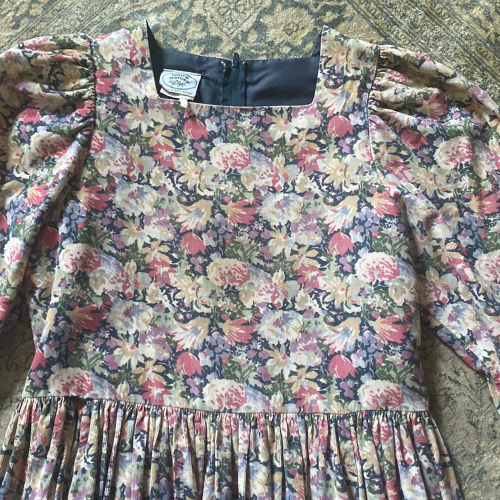 Vintage Laura Ashley Floral Corduroy Dress 1980s 90s - Picture 4 of 12